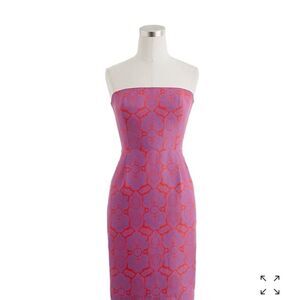 J Crew Ella medallion print red Strapless dress 6
